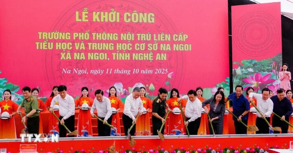 tong bi thu du le khoi cong truong pho thong noi tru lien cap na ngoi nghe an 1