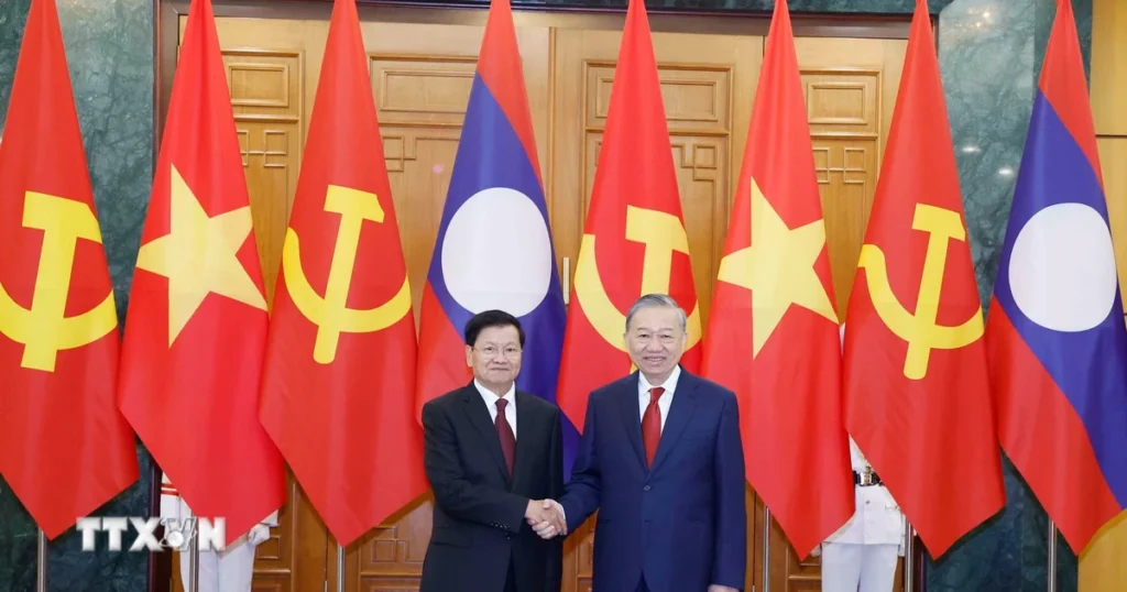 Tổng Bí thư Tô Lâm hội đàm với Tổng Bí thư, Chủ tịch nước Lào Thongloun Sisoulith 1 2610 tong bi thu hoi dam tong bi thu chu tich nuoc lao 3