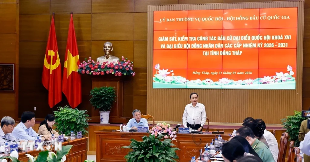 Chủ tịch Quốc hội Trần Thanh Mẫn làm việc với Ủy ban Bầu cử tỉnh Đồng Tháp 1 3101 chu tich quoc hoi uy ban bau cu tinh dong thap 1
