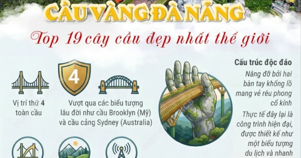 Cầu Vàng Đà Nẵng vào danh sách 19 cây cầu đẹp nhất thế giới 1 infographics cau vang da nang vao danh sach 19 cay cau dep nhat the gioi 7490