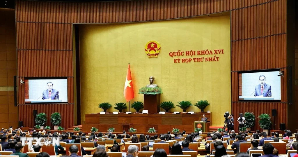 Chủ tịch Quốc hội Trần Thanh Mẫn: Khẳng định vai trò "đi trước một bước về thể chế" 1 khai mac trong the ky hop thu nhat quoc hoi khoa xvi 2